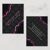 黒エレガント色とピンクのヴィンテージフローラマスク2 名刺 (正面/裏面)