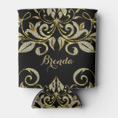 黒エレガント色とフェイク金ゴールドとグリッター 缶クーラー (正面)