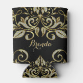 黒エレガント色とフェイク金ゴールドとグリッター 缶クーラー (裏面)