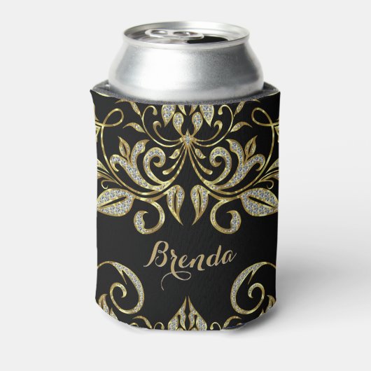 黒エレガント色とフェイク金ゴールドとグリッター 缶クーラー (缶裏面)