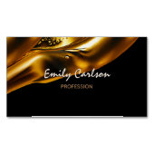 黒エレガント色と液体フェイク金ゴールド マグネット名刺 (正面)