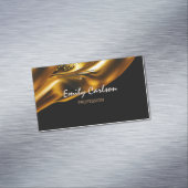 黒エレガント色と液体フェイク金ゴールド マグネット名刺 (インサイチュ)