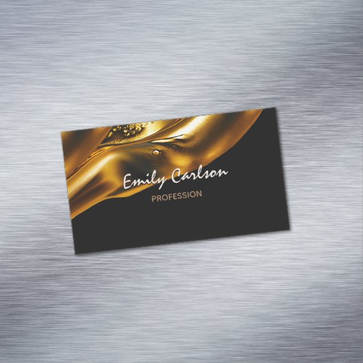 黒エレガント色と液体フェイク金ゴールド マグネット名刺 (インサイチュ)