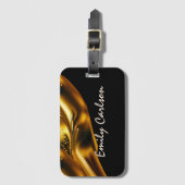 黒エレガント色と液体フェイク金ゴールド ラゲッジタグ (正面縦)