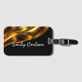 黒エレガント色と液体フェイク金ゴールド ラゲッジタグ (正面横)