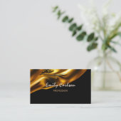 黒エレガント色と液体フェイク金ゴールド 名刺 (スタンド正面)