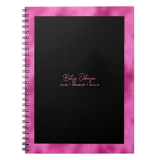 黒エレガント色と熱フェイク色のピンクの箔 ノートブック (正面)