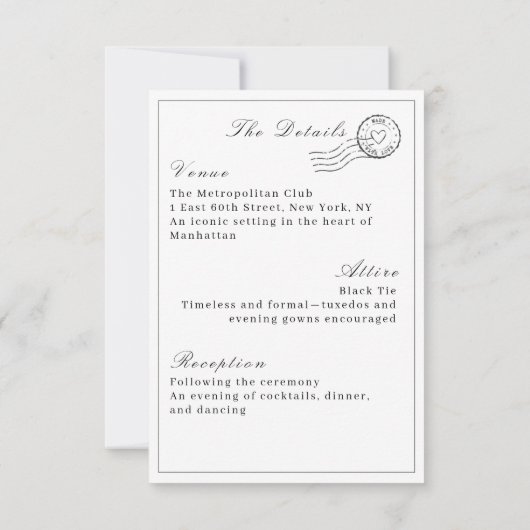 黒エレガント色と白すべて一つ結婚に 招待状 (裏面)