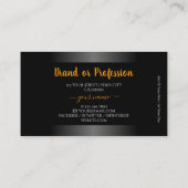 黒エレガント色と白のグラデーションのオレンジ色の金ゴールド枠 名刺 (裏面)