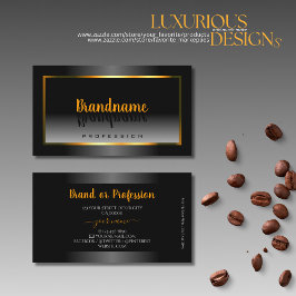 黒エレガント色と白のグラデーションのオレンジ色の金ゴールド枠 名刺