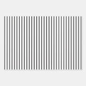 黒エレガント色と白のストライプパターン ラッピングペーパーシート (正面2)