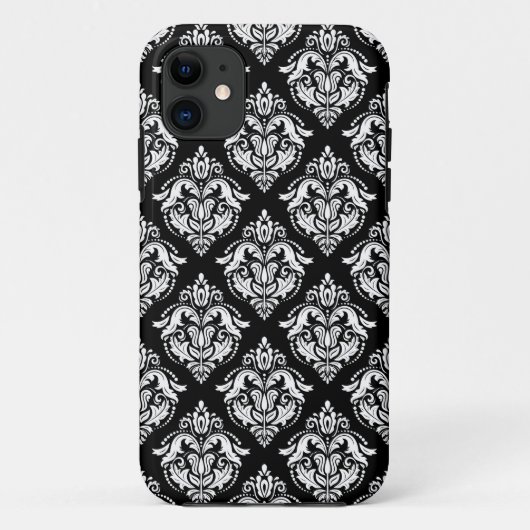 黒エレガント色と白のマスクの幾何学的パターン Case-Mate iPhoneケース (裏面)