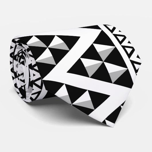 黒エレガント色と白の幾何パタアステカーン ネクタイ (ロール)