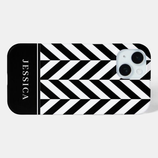 黒エレガント色と白ストライプ色のパターン名 Case-Mate iPhoneケース (裏面 (横))