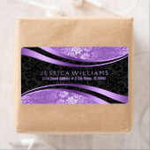 黒エレガント色と紫のヴィンテージフローラ ラベル (インサイチュ)