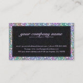 黒エレガント色と紫カラフルのグリッターとキラキラ 名刺 (裏面)