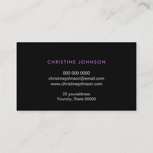 ・黒エレガント色と紫絵を描 名刺 (裏面)