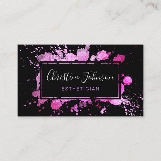 ・黒エレガント色と紫絵を描 名刺 (正面)