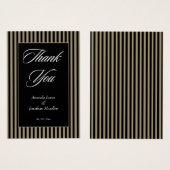 黒エレガント色と緑のストライプサンキューカード (正面&裏面)
