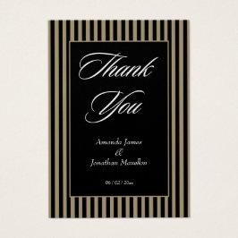 黒エレガント色と緑のストライプサンキューカード