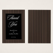 黒エレガント色と茶色のストライプサンキューカード (正面&裏面)