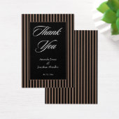 黒エレガント色と茶色のストライプサンキューカード (デスク)