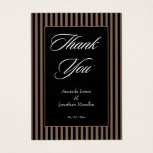 黒エレガント色と茶色のストライプサンキューカード