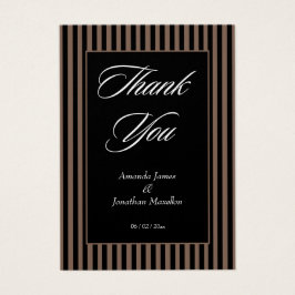 黒エレガント色と茶色のストライプサンキューカード