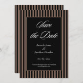 黒エレガント色と茶色のストライプ 招待状 (正面/裏面)