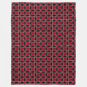 黒エレガント色と赤の市松模様に模様 フリースブランケット (正面)