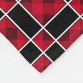 黒エレガント色と赤の市松模様に模様 フリースブランケット (角)