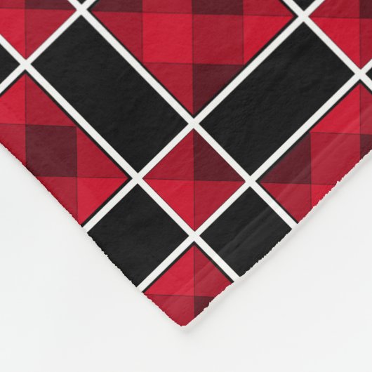 黒エレガント色と赤の市松模様に模様 フリースブランケット (角)