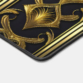 黒エレガント色と金ゴールドのアールデコ模様 デスクマット (コーナー)