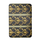 黒エレガント色と金ゴールドのアールデコ模様 バスマット (正面縦)