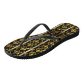 黒エレガント色と金ゴールドのアールデコ模様 ビーチサンダル (アングル)