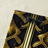 黒エレガント色と金ゴールドのアールデコ模様 ビーチタオル (インサイチュ)