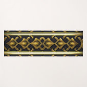 黒エレガント色と金ゴールドのアールデコ模様 ヨガマット (正面(横))