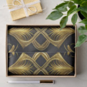 黒エレガント色と金ゴールドのアールデコ模様 薄葉紙 (ギフト)