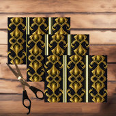 黒エレガント色と金ゴールドのアールデコ模様 薄葉紙