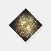 黒エレガント色と金ゴールドのパーソナライズ スタンダードカクテルナプキン (角)