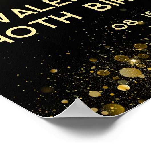 黒エレガント色と金ゴールドグリッターネオングローウェルカム ポスター (角)