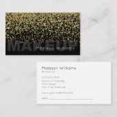 黒エレガント色と金ゴールドグリッターメイクアップ 名刺 (正面/裏面)