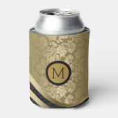 黒エレガント色と金ゴールドトーンのフローラマスク 缶クーラー (缶正面)