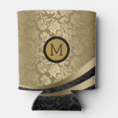 黒エレガント色と金ゴールドトーンのフローラマスク 缶クーラー (裏面)