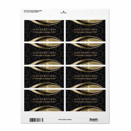 黒エレガント色と金ゴールドトーンのヴィンテージフローラマスク ラベル (フルシート)