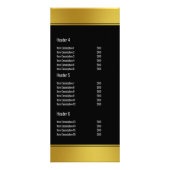 黒エレガント色と金ゴールドフェイクのレストランメニュー ラックカード (裏面)