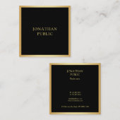 黒エレガント色と金ゴールドモダンテンプレートシンプル スクエア名刺 (正面/裏面)