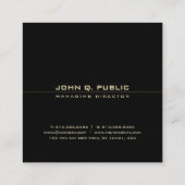 黒エレガント色と金ゴールドモダン魅力的テンプレート スクエア名刺 (裏面)