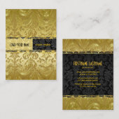 黒エレガント色と金ゴールドヴィンテージフローラのマスク2 名刺 (正面/裏面)