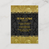 黒エレガント色と金ゴールドヴィンテージフローラのマスク2 名刺 (裏面)